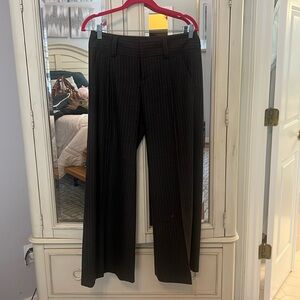 Alice + Olivia Charcoal Striped Wide Leg wool pant